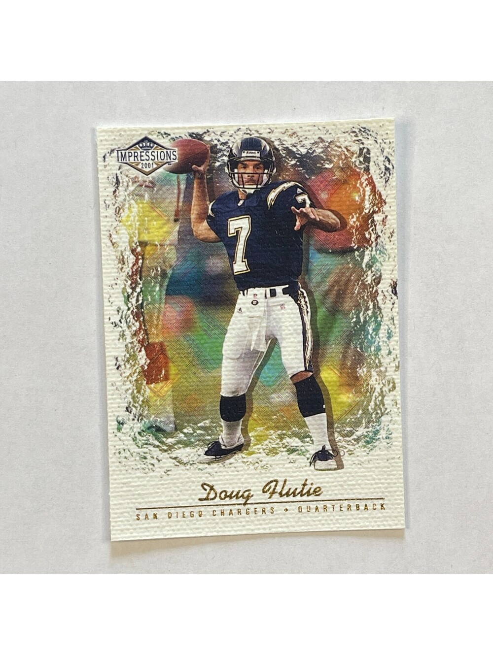 2001 Pacific Impressions #119 Doug Flutie Fabric Canvas San Diego Chargers Card